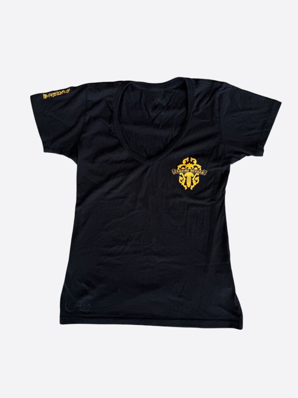 Chrome Hearts Black & Yellow Dagger Logo Women's T-Shirt
